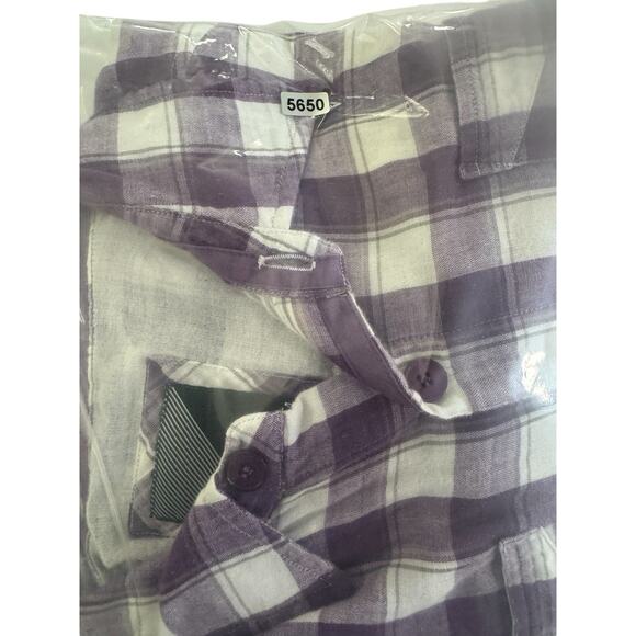 Volcom Womens Medium Cotton Purple Plaid Luna Long Sleeve Button Top #5650 - Picture 15 of 15